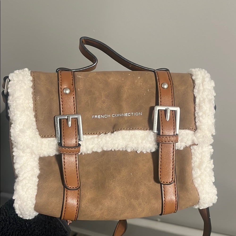 French Connection Brown and White Messenger Bag